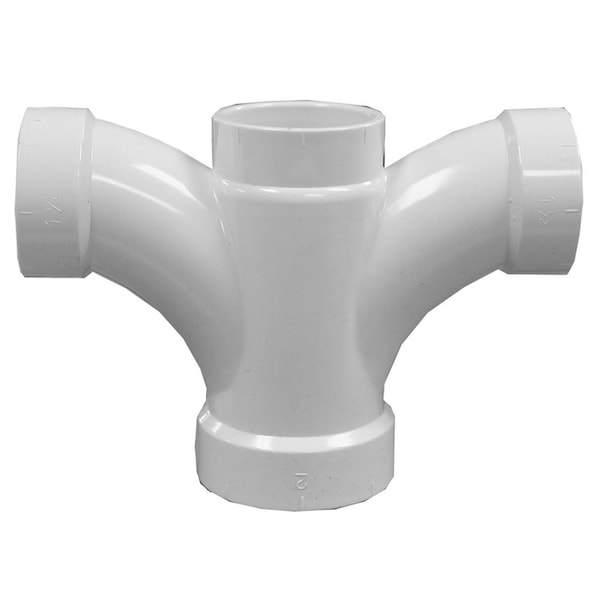 Charlotte Pipe And Foundry 2in. x 1-1/2in. x 1-1/2in. x 1-1/2in. PVC Double Fixture Tee PDT621 - main